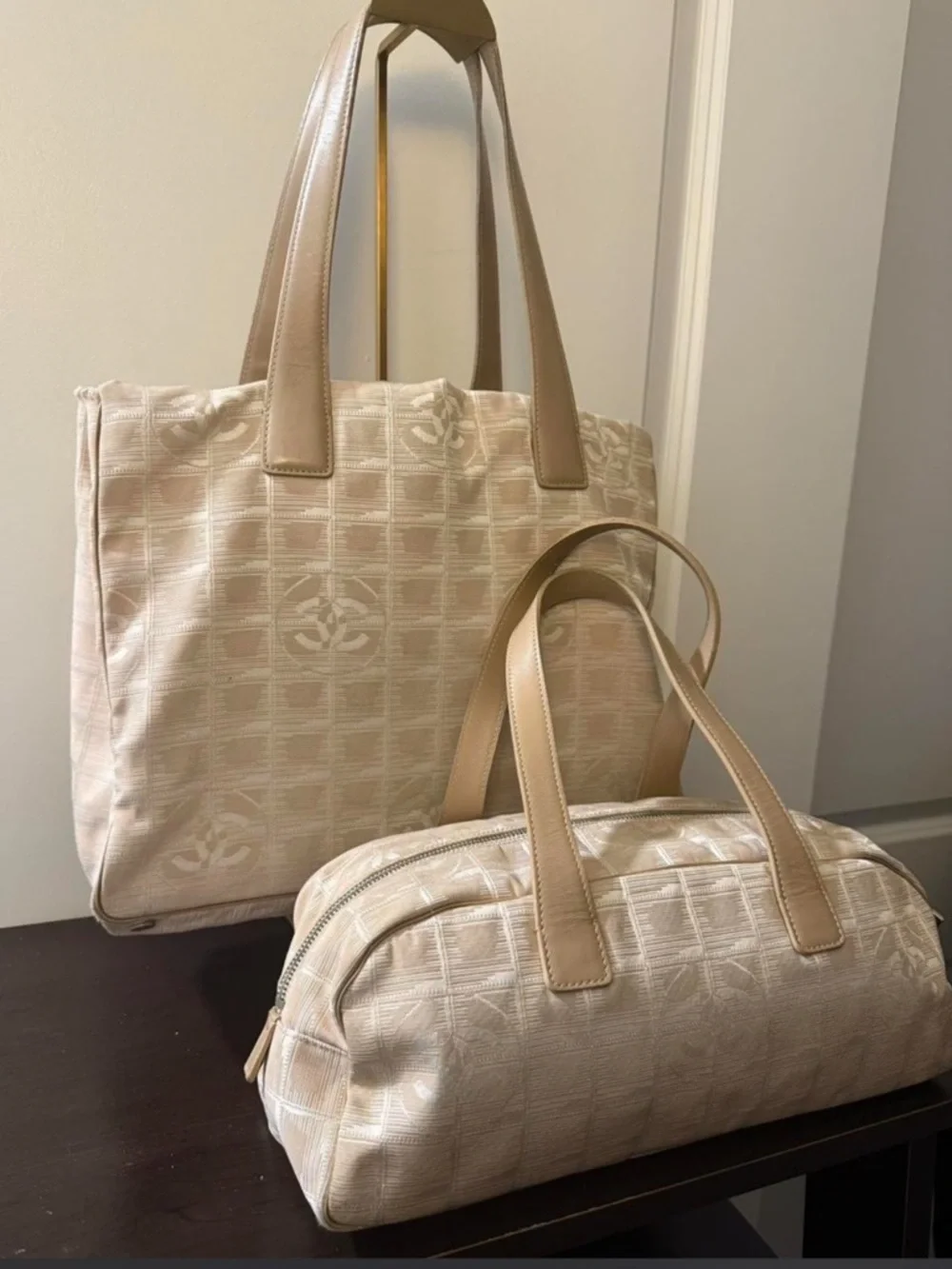 CHANEL Beige Jacquard Tote and Satchel Travel Line Set - Picture 2 of 12